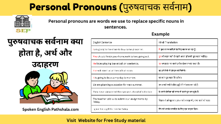 Personal Pronouns (पुरुषवाचक सर्वनाम)